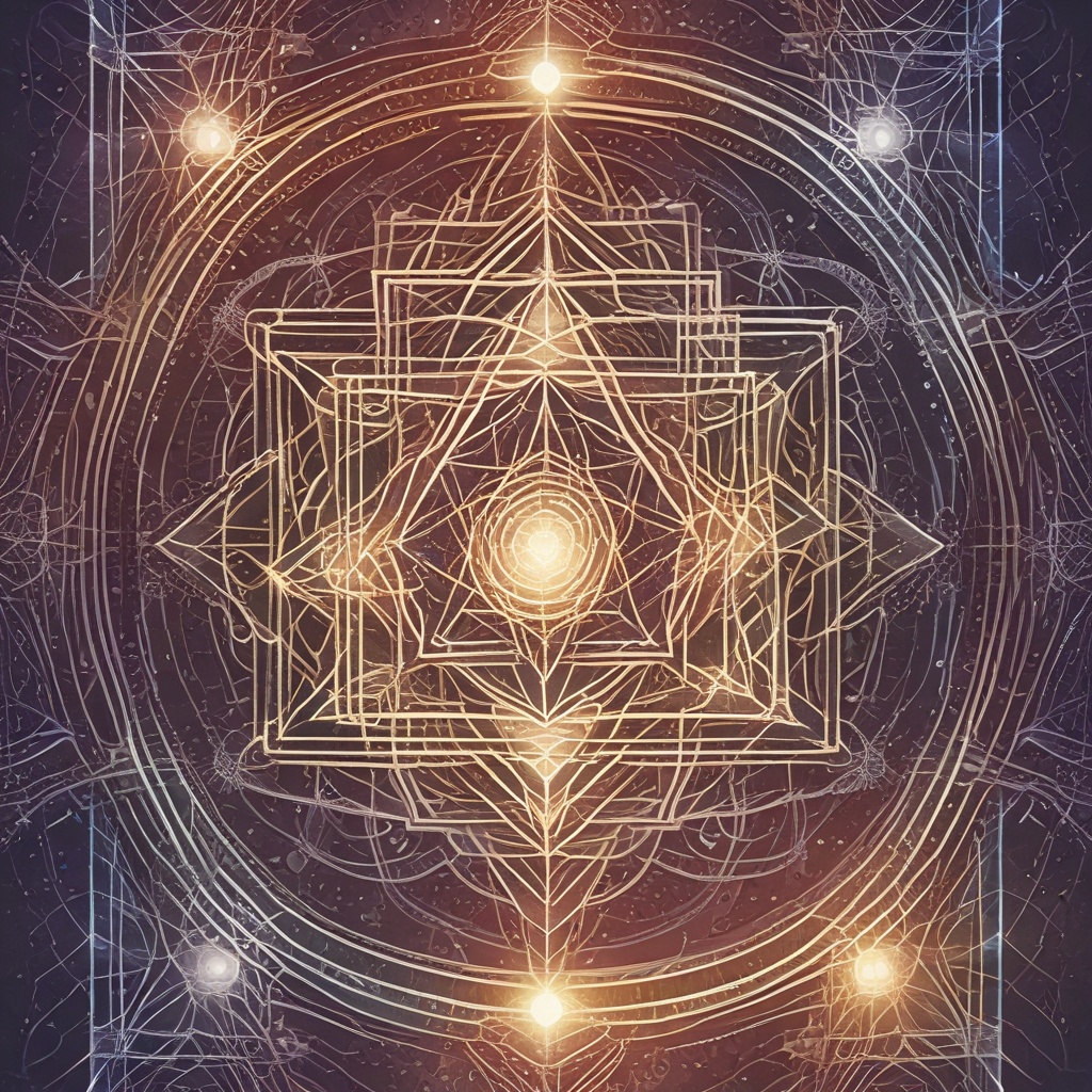 Sacred geometric Merkaba pattern with light effects